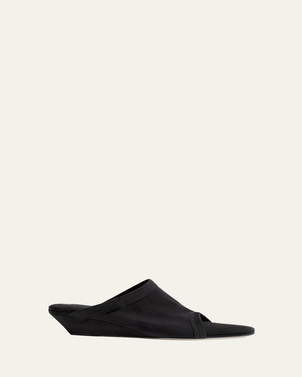 Stretch Cotton Wedge Slide Sandals